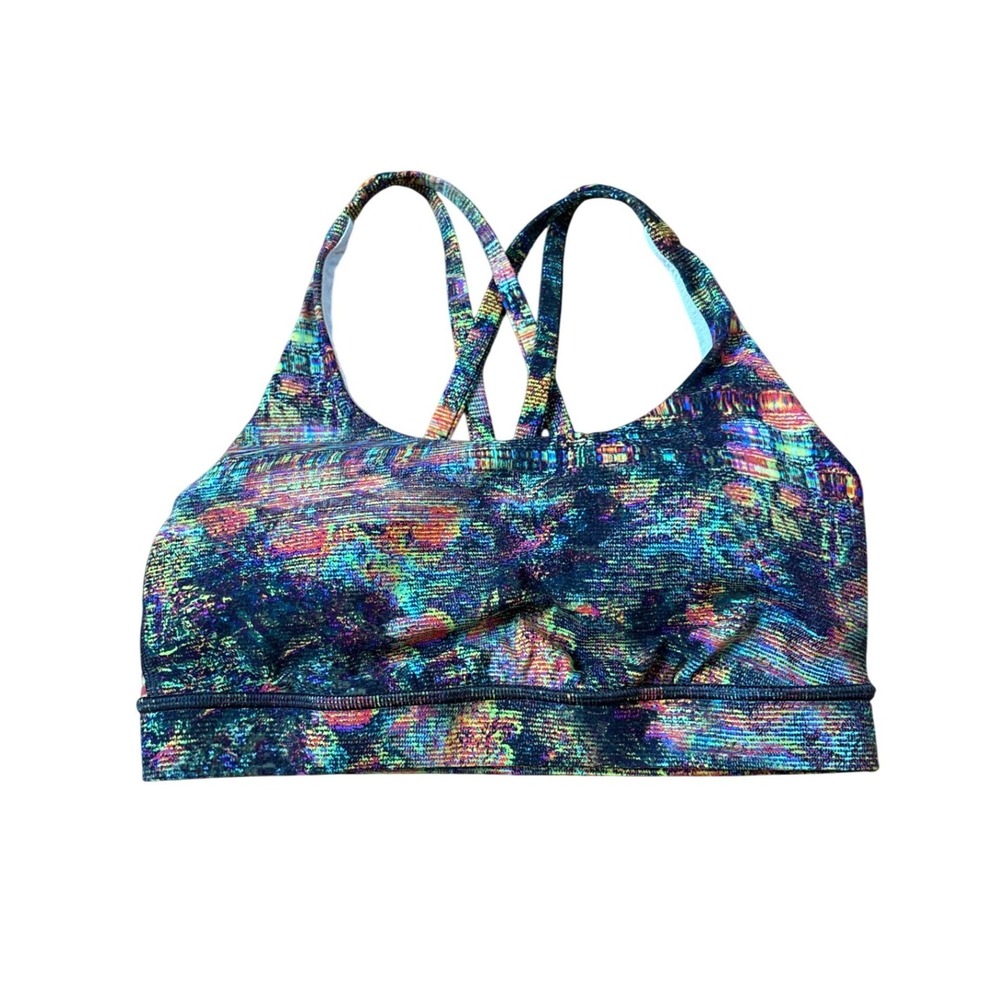Lululemon Free To Be Bra Women Multi Color Strappy Back Glitch Print SIZE 6